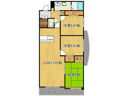 グラシューズ・エール(3LDK/5階)の間取り写真