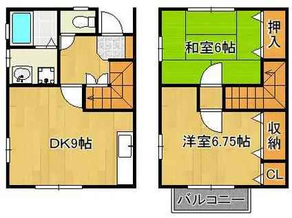 PEACEFUL四季彩 A棟(2DK/1階)の間取り写真