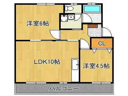 ユートピア葛原(2LDK/5階)の間取り写真