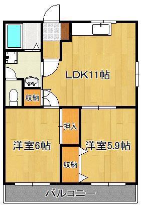メゾン坂本(2LDK/1階)の間取り写真