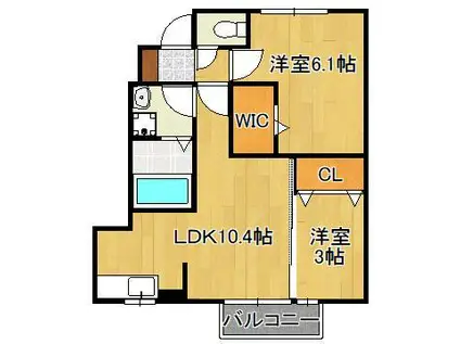 エスペランサ中曽根(2LDK/1階)の間取り写真