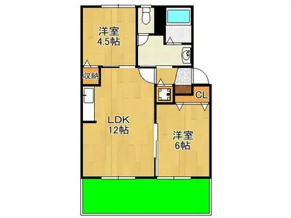 プレジール上吉田 A棟(2LDK/1階)の間取り写真
