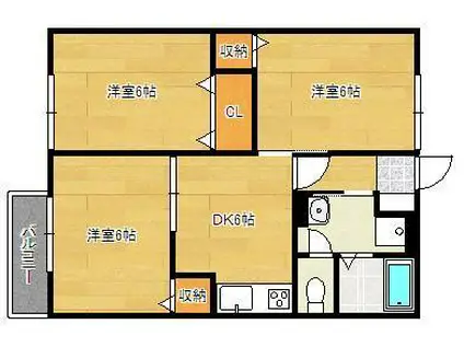 エスポワールハイムA(3DK/2階)の間取り写真