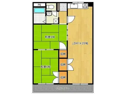 PLイースト曽根(2LDK/2階)の間取り写真