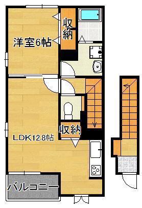 ミニョン(1LDK/2階)の間取り写真