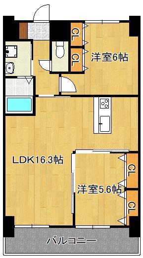 MDIシエルコンティーレ曽根北町(2LDK/12階)の間取り写真