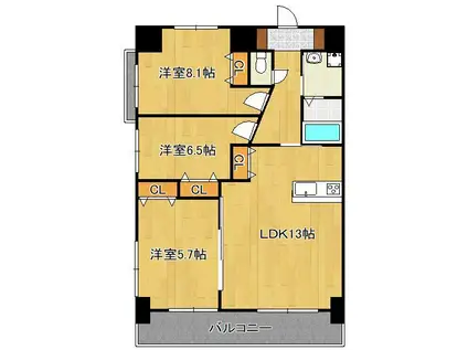 MDIシエルコンティーレ曽根北町(3LDK/7階)の間取り写真