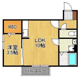 サンクラーズメゾンB棟(1LDK/2階)の間取り写真