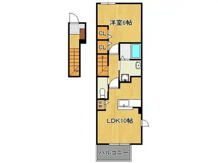 シエロ.ガーデン.ツダC(1LDK/2階)の間取り写真