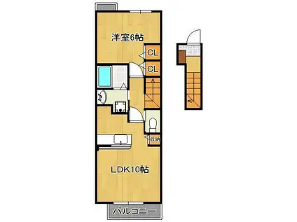 メゾン コンソラトゥールB(1LDK/2階)の間取り写真