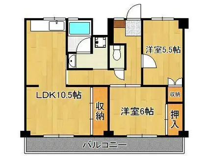 ビレッジハウス沼小柳 3号棟(2LDK/1階)の間取り写真