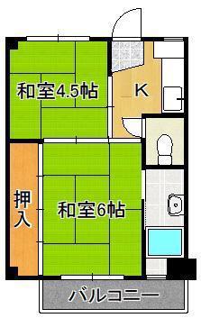 ビレッジハウス沼小柳 5号棟(2K/3階)の間取り写真