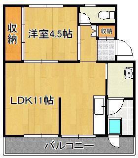 ビレッジハウス小倉南 1号棟(1LDK/3階)の間取り写真