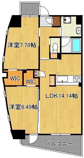 ラフィーネ上葛原(2LDK/7階)の間取り写真