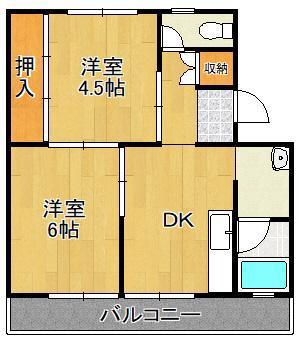 ビレッジハウス苅田3号棟(2DK/1階)の間取り写真
