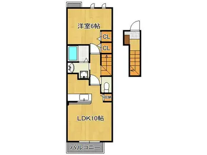 メゾン コンソラトゥールA(1LDK/2階)の間取り写真