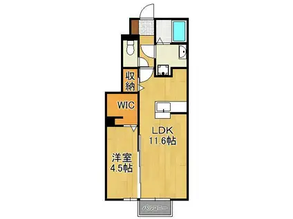 セジュール朽網Ⅱ(1LDK/1階)の間取り写真