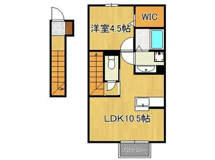 ボヌール沼(1LDK/2階)の間取り写真
