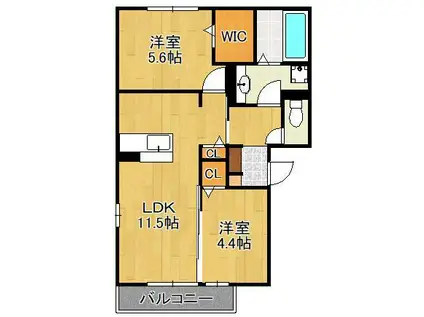 メゾン・ラフィーネ A棟(2LDK/3階)の間取り写真