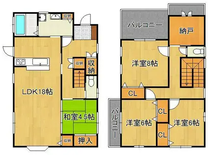 日豊本線 下曽根駅 徒歩35分 2階建 築18年(4SLDK)の間取り写真