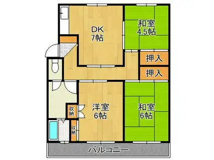 目貫ビル(3DK/3階)の間取り写真