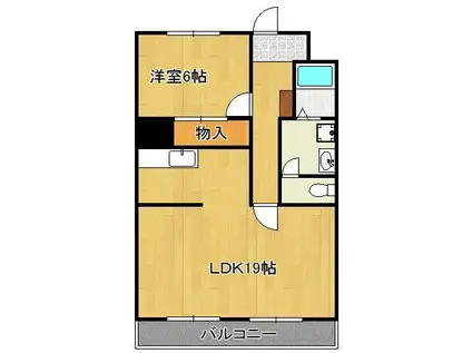 くさみ一木ビル(1LDK/6階)の間取り写真