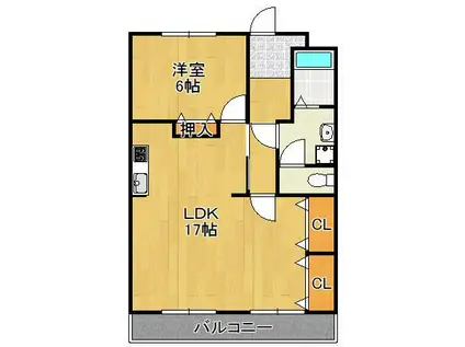 くさみ一木ビル(1LDK/7階)の間取り写真