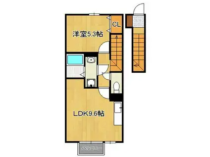 グランツ葛原(1LDK/2階)の間取り写真
