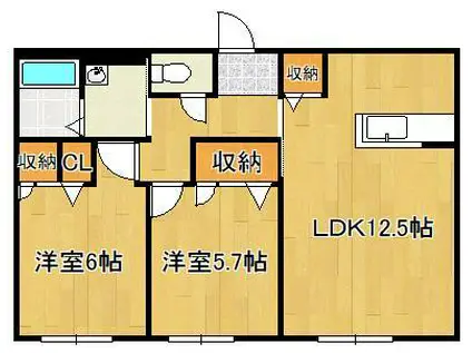 コリーヌ和 (2LDK/1階)の間取り写真