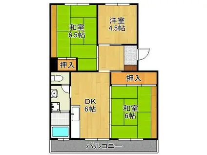 森田第3マンション(3DK/2階)の間取り写真