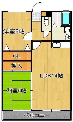 エルスール小原川Ⅱ(2LDK/3階)の間取り写真