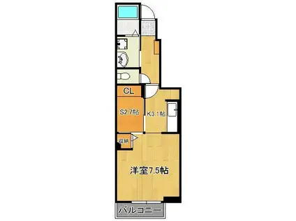 J・サクレ葛原Ⅰ(ワンルーム/1階)の間取り写真