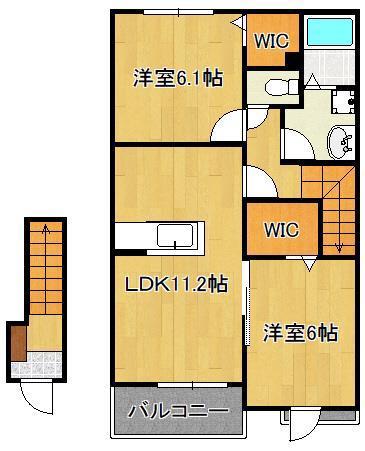 ソレイユ ランコントル(2LDK/2階)の間取り写真