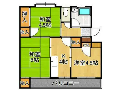 森田第二マンション(3K/3階)の間取り写真