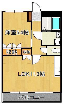 ディアベルジュ(1LDK/1階)の間取り写真