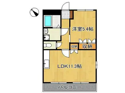 ディアベルジュ(1LDK/1階)の間取り写真