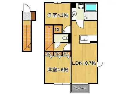 FOREST RIVER(2LDK/2階)の間取り写真