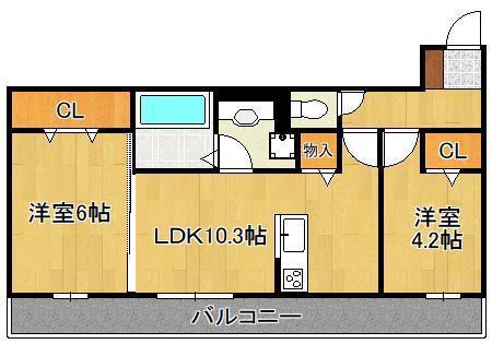 LEAFULL(2LDK/2階)の間取り写真