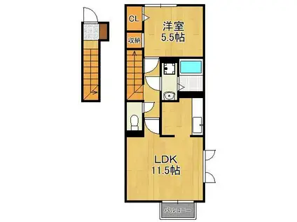 D-ROOM横沼(1LDK/2階)の間取り写真