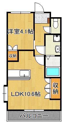 ロイヤルガーデン参番館(1LDK/2階)の間取り写真