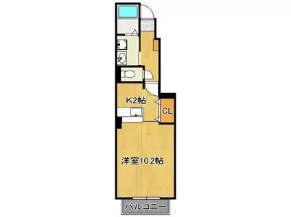 カレントハウス(1K/1階)の間取り写真