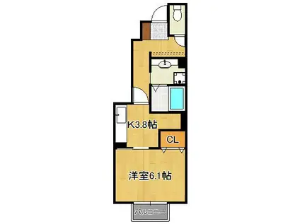 PAISIBLE PALAIS(1K/1階)の間取り写真