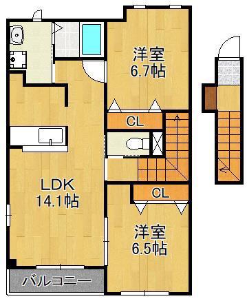 プレミアムステージ(2LDK/2階)の間取り写真