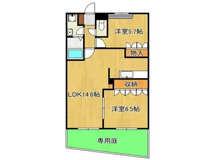 GRAND HILLS(2LDK/1階)の間取り写真