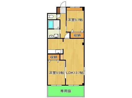 ブライテック アイ(2LDK/1階)の間取り写真