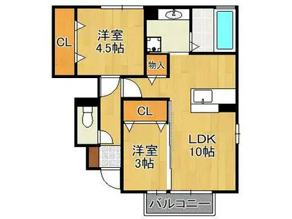 スフェール823 A棟(2LDK/1階)の間取り写真