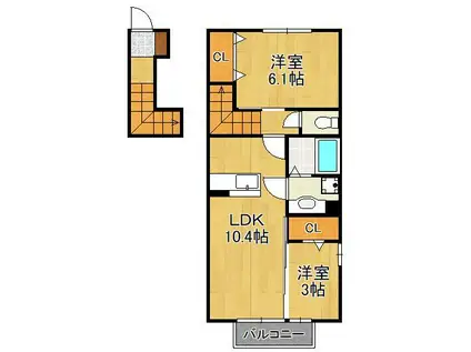 トレス苅田壱番館(2LDK/2階)の間取り写真