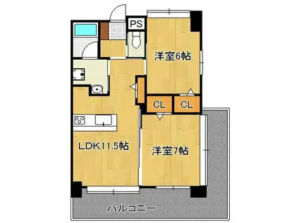 プレステージ・デル・さくらⅡ(2LDK/8階)の間取り写真