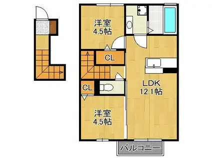 プルミエハヤシ(2LDK/2階)の間取り写真