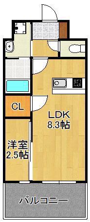 レジェンド朽網(1LDK/5階)の間取り写真